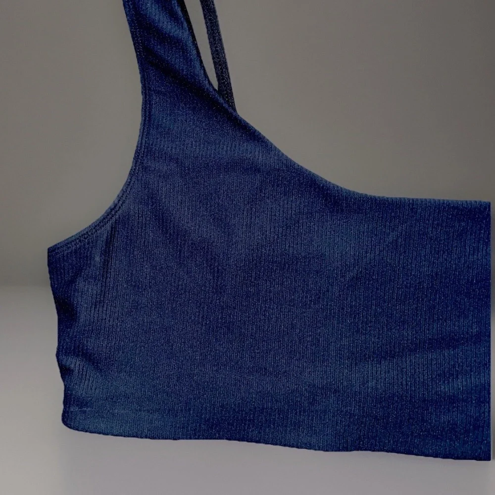Free People Movement Sports Bra Large Black Ribbed Wide & Skinny Straps - Picture 3 of 7